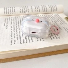 全新新鲜哭泣的小猪苹果蓝牙耳机壳兼容 Airpods Pro，极简独特兼容 Airpods 第 1 代防摔可爱卡通兼容 Airpods 第 2 代全覆盖硬壳 - 白色 - 查看 6