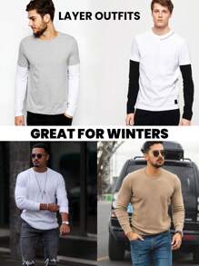 Men's Classic Waffle-Knit Crew Neck Thermal Shirt - Charcoal - View 3
