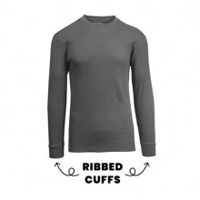 Men's Classic Waffle-Knit Crew Neck Thermal Shirt - Charcoal - View 2