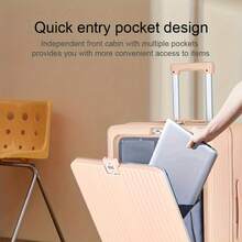 多用途可扩展拉杆行李箱，带前开盖，随身携带尺寸行李箱，带平滑旋转轮，密码锁，耐冲击，内置 USB 充电端口（不含移动电源），侧钩 + 后瓶架，适用于商务旅行/家庭旅行/短途和长途旅行旅行箱行李箱旅行箱旅行行李袋和行李箱 - 綠色 - 查看 4