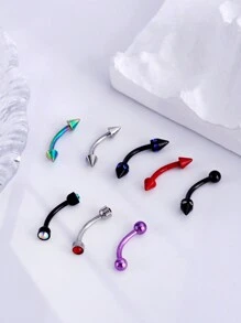 3Pcs/Set Punk Goth 16g Eyebrow Ring Cross Spider Ghost Curved Barbell Cartilage Tragus Eyebrow Piercing Jewelry Mushroom Eye Labret Lip Jewelry Heart Devil Daith Tragus Rook Helix Earring Navel Small Belly Button Ring Eyebrow Lip Studs For Women Men Daily Party Wear