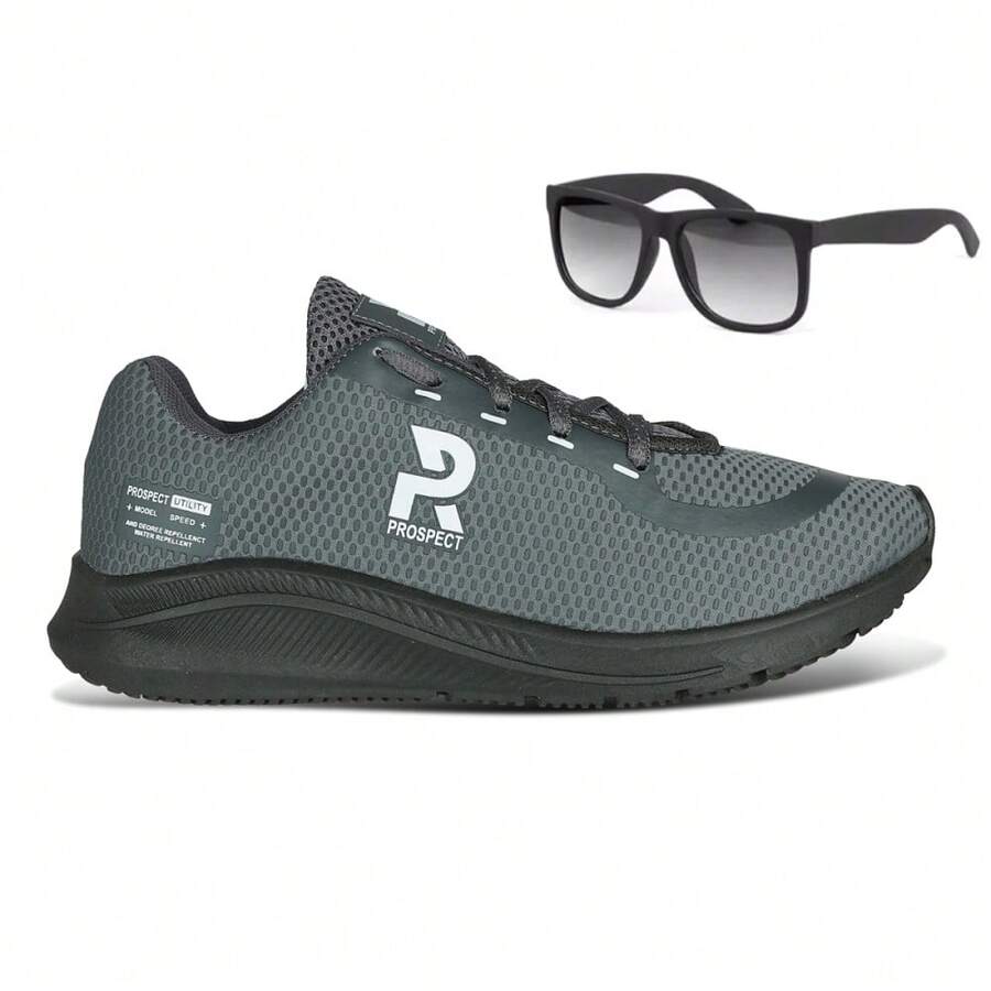 Men's Sports Shoes Fitness Walking Running Prospect Speed And Modern Glasses - 灰色 - 查看 1