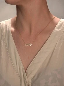 1pc Customized Name Necklace, Personalized Name Necklace, Stainless Steel Necklace, Jewelry Accessory, Minimalist DIY Custom Name Gift, Suitable For Women, Birthday Jewelry Gift Gold Stylish,Fall Fashion,Vintage,Contracted,Simple,Soccer Mom,Casual,Old Money Custom,Personalized,Unique Ideal Gifts For Her Girlfriend,Mom,Family,Friends For Anniversaries,For Birthdays,For Daily Wear,For Prom,For Mother's Day,For Valentine's Day,For Graduation,For Weddings Valentines