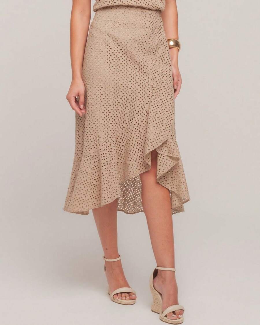 SAIA MIDI DE LAISE COM BABADOS MAGNOLIA