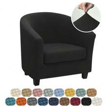 1Set Solid Color Club Chair Covers Elastic Polar Fleece Tub Armchair Slipcovers With Cushion Cover Stretch Single Sofa Protector Covers For Living Room Bedroom Bar - Multicolor - View 15