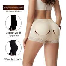 Women's Shapewear Leggings, Butt Lifting, Tummy Control, Lace Trim Padded Booty Shorts, Waist & Abdomen Shaping Fitness Underwear For - Apricot - View 8