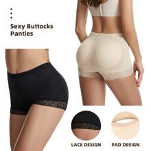 Women's Shapewear Leggings, Butt Lifting, Tummy Control, Lace Trim Padded Booty Shorts, Waist & Abdomen Shaping Fitness Underwear For - Apricot - View 9