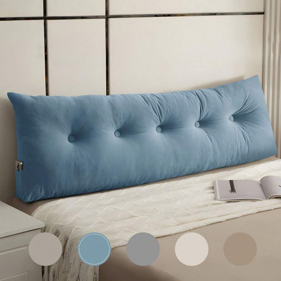 1pc Triangular Headboard Pillows Twin/Queen/King Size Head Roll Pillow Bed Wedge Pillow Large Bolster Bed Rest Reading Pillows Backrest Positioning Support Pillows With Side Pockets Bolster Cushion - 淺藍色 - 查看 1