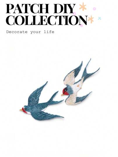 1 peça de aplique bordado termocolante de andorinha voadora para roupas, acessórios de decoração DIY para o verão e escola.