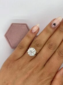 1pc 5 Carat 6 Claws Round Design D-Color Moissanite Engagement Ring Wedding Band For Women S925 Sterling Silver Promise Ring Anniversary Ring Luxury Jewelry Gifts Bridal Jewelry