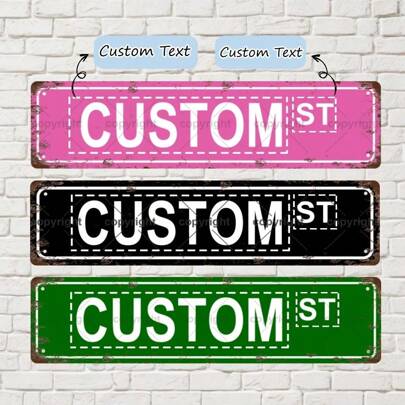 Panneau de rue vintage personnalisé avec votre propre texte, panneau en métal personnalisé, décoration de maison, décoration de chambre, décoration murale, décoration de salle de bain, décoration de bar, décoration de café, décoration de garage, 16 x 4 pouces, décoration de la Saint-Valentin, étanche, anti-moisissure, élégant, adorable, personnalisé haute qualité, unique, idéal pour les cadeaux pour elle, petit ami, petite amie, papa, maman, famille, amis, fils, fille, étudiants, enfants pour les anniversaires, pour l'école, le bureau, la maison