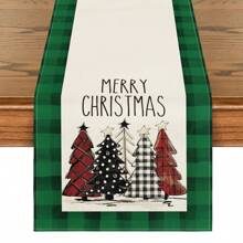 Merry Christmas Table Runner, Christmas Tree Kitchen Dining Table Decor, Flowers Table Placemat Winter Holiday Farmhouse Home Decoration Indoor Outdoor Party Supply Holiday Hanppy New Year Gift - Multicolor - View 13