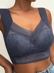 3 Pack Women'S Sexy Lace Mesh Bra Underwear, Seamless Full Coverage Wireless Support, No Wire Ring, Anti-Sagging, Seamless Underwear, Breathable Summer Thin Cup, Elegant Back Design