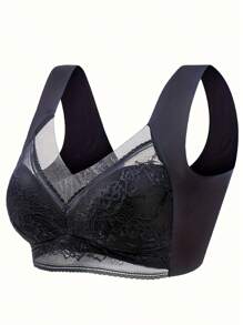 3 Pack Women'S Sexy Lace Mesh Bra Underwear, Seamless Full Coverage Wireless Support, No Wire Ring, Anti-Sagging, Seamless Underwear, Breathable Summer Thin Cup, Elegant Back Design