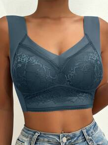 3 Pack Women'S Sexy Lace Mesh Bra Underwear, Seamless Full Coverage Wireless Support, No Wire Ring, Anti-Sagging, Seamless Underwear, Breathable Summer Thin Cup, Elegant Back Design