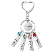 Gifts For Mom Personalized Family Keychain Custom Birthstones Keyring With Name Custom Engraved Heart Keyring,Dawg,Engraved,Durable,Sequines,Stainless,Vintage,Casual,Unisex,Hipster,Old Money,Stylish,Custom,Personalized,Unique,Customized,Ideal Gifts For Him,Ideal Gifts For Her,Boyfriend,Girlfriend,Family,Friends,Grandparents,Children,Her,For Anniversaries,For Birthdays,For Weddings,For Graduation,For Housewarming,Personalized Gifts For Women/Men,Personalized/Customized Keychain - Silver - View 8