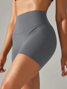 Women's High Waist Seamless Compression Sports Shorts - Màu xám đen - Xem 6