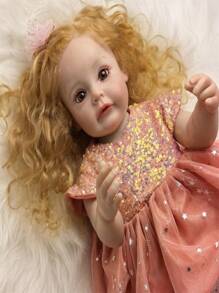 Reborn Dolls Full Silicone Body, Implanted Golden Curls, Realistic Painted Skin, Kids Birthday Toy - Nhiều màu - Xem 4