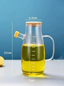 1pc Glass Oil Pot For Home Kitchen, Non-Drip Oil Bottle, Sauce/Vinegar/Seasoning Dispenser - Transparent - View 4