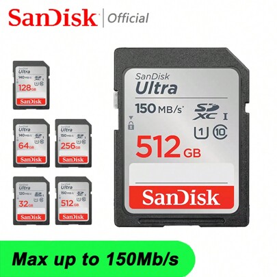 SANDISK SanDisk Ultra SD Card, Flash Memory Card For Camera DV SLR, High Speed Sd Memory Card 512GB 256GB 128GB 64GB 32gb, C10 U1, Up To 150mb/S