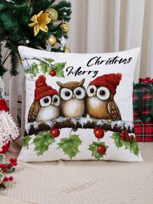 1 Stück süßer Weihnachtsmann Muster dekorativer Kissenbezug, moderne Stoff Plüsch bedruckte Polsterung für Sofa Wohnzimmer Weihnachtsdekoration Zuhause, ohne Füllung