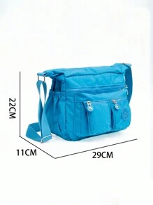 Women's Waterproof Causal Multilayer Medium Shoulder Messenger Bag W5004 - 藍色 - 查看 5