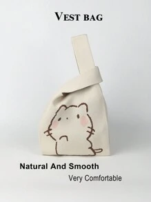 1 Peça Bolsa Multiuso de Crochê Respirável com Padrão de Gato Cartoon, Bolsa Transversal de Moda Casual Feminina, Adequada para Uso Diário, Férias, Transporte, Compras, Fotografia, Viagem, Acampamento, Caminhada, Volta às Aulas, Feriados, Estudante, Mulher, Todas as Estações, Também um Ótimo Presente para o Dia das Mães - Multicolorido - Visão 8