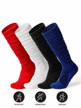 1 Stück Anti-Rutsch Extra lang behaarte Socken mit Stoßdämpfung für Outdoor-Sport, verdickte Knie-hohe Fußballsocken für Erwachsene