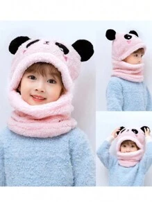 1pc Panda Children Hat With Scarf, Cute And Super Adorable Plush Warm Ear Protection, Suitable For Boys And Girls Ages 1-4, 4-6, 7-10, 11-Adult, For Indoor, Outdoor, Cosplay, Party, Children Gift