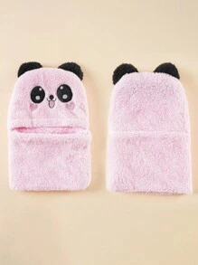 1pc Panda Children Hat With Scarf, Cute And Super Adorable Plush Warm Ear Protection, Suitable For Boys And Girls Ages 1-4, 4-6, 7-10, 11-Adult, For Indoor, Outdoor, Cosplay, Party, Children Gift