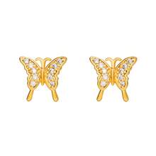 1 Cặp bông tai đính đá Zirconia hình chuồn chuồn, chim và hoa thiết kế sang trọng, đa năng cho các dịp và ngày lễ của phụ nữ - Vàng - Xem 16