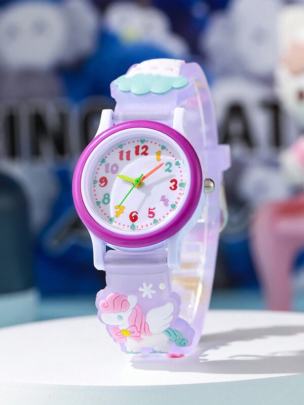 1 Stück/Set Quarzuhr für Jugendliche mit niedlichem Einhorn Muster, pastellfarben, geeignet für Jungen & Mädchen, Sportuhr als Geburtstagsgeschenk, Halloween Geschenk