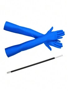 D EXCEED 2 PCS 1920s Flapper Costume Accessories Set For Women Great Gatsby Long Solid Colour Gloves And Plastic Stick Stretchy Adult Size Elbow Length Halloween Gift Opera Tea Party Bridal Wedding Church Halloween Decorations Gift - Multicolor - View 10