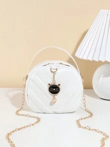 V-förmig gemusterter, süßer Metall-Katzen-Anhänger als Dekoration für die Handtasche