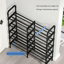 1 pieza Estantería para zapatos de múltiples niveles, estantería para zapatos independiente, fácil de ensamblar, organizador de zapatos para casa de alquiler, entrada, pasillo, dormitorio, baño, oficina, sala de estar - Negro - Ver 6