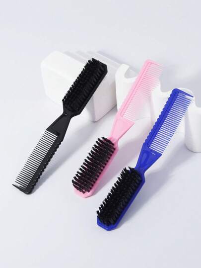 2-In-1 Beard & Hair Brush, Grooming Cleaning Brush, Nylon Bristle Styling Brush, Black Nylon Hair, Essential For Men's Grooming, Perfect For Natural Styling