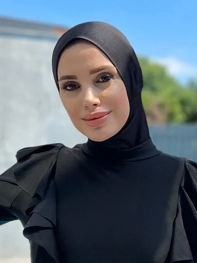 1pc Women's Head Scarf Swimming Cap, Elegant Solid Color Polyester, Summer