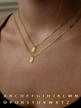 S925 纯银首字母吊坠项链 26 A-Z 18K 镀金可堆叠链式项链 首字母珠宝 适合女性女孩的礼物，选择您独特的字母