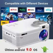 Proyector Wifi Portatil Android Led 4k Full Hd 1080p 300ansi,Proyector inalámbrico Wi-Fi, proyector portátil con Full HD 1080P, proyector de películas compatible con iOS/teléfono Android/tableta/portátil/PC/unidad USB/DVD para exteriores, hogar, reuniones - Blanco - Ver 7