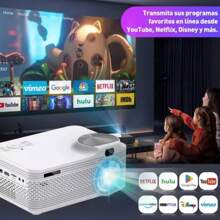 Proyector Wifi Portatil Android Led 4k Full Hd 1080p 300ansi,Proyector inalámbrico Wi-Fi, proyector portátil con Full HD 1080P, proyector de películas compatible con iOS/teléfono Android/tableta/portátil/PC/unidad USB/DVD para exteriores, hogar, reuniones - Blanco - Ver 2