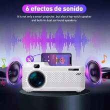 Proyector Wifi Portatil Android Led 4k Full Hd 1080p 300ansi,Proyector inalámbrico Wi-Fi, proyector portátil con Full HD 1080P, proyector de películas compatible con iOS/teléfono Android/tableta/portátil/PC/unidad USB/DVD para exteriores, hogar, reuniones - Blanco - Ver 5
