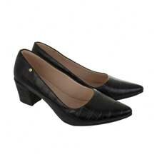 Women's Formal Shoes Scarpin Scarpan Medium Low Block Heel Pointed Toe Comfortable Confort - Ref. 1990 - màu đen - Xem 3
