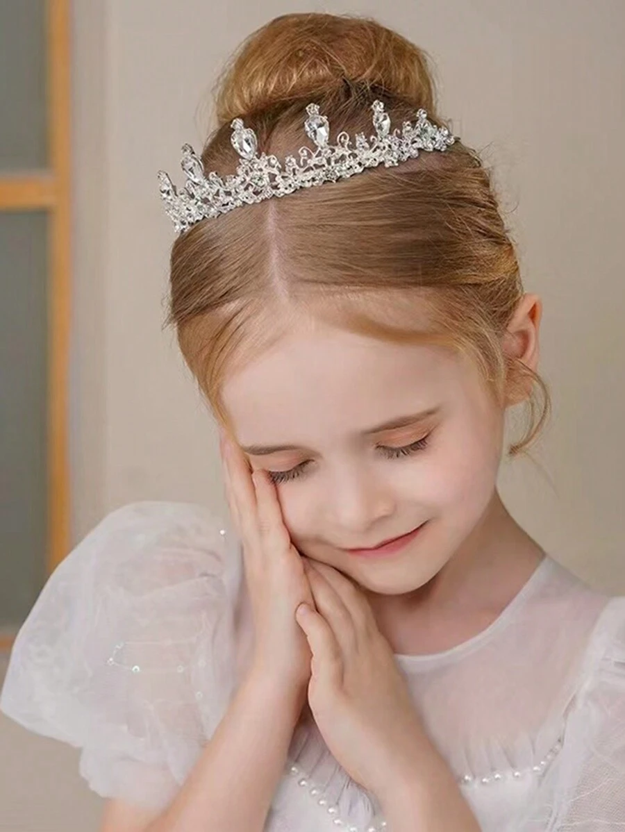 1pc Adjustable Metal Rhinestone Crown Hair Hoop For Teenage Girls - Multicolor - View 1