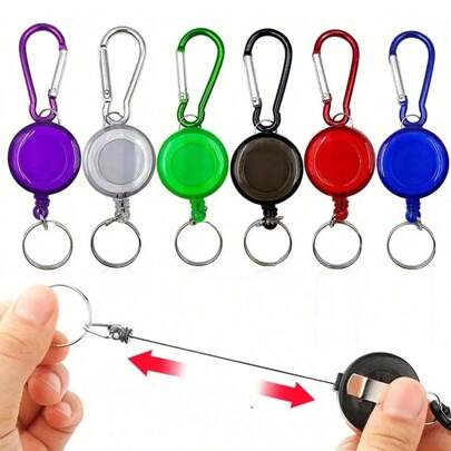 1pc Multifunctional Badge Reel Retractable Keychain, Ski Pass ID Card Holder Keyring Key Chain Steel Cord,ID Lanyard Keychain, Name Tag Card Holder, Reels Recoil Belt Key Ring,Portable Anti-Theft Telescopic Keychain, Anti Loss Buckle With Steel Wire Rope, For Outdoor Hiking, Camping, Climbing,