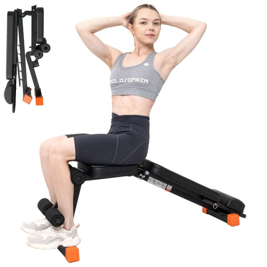 Strength Training Adjustable Weight Bench - Orange - View 1