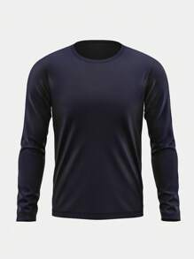 Men's Long Sleeve T-Shirt Second Skin Cold Mesh PV - Màu xanh hải quân - Xem 2