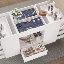 Bedroom Island, Closet Island With 12 Drawers, White Dresser With Glass Top, Walk-In Closet Island For Bedroom, Cloakroom - trắng - Xem 4