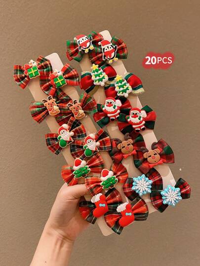 20pcs Christmas Hair Clips, Cute Girls Hair Accessories Suitable For Everyday Wear