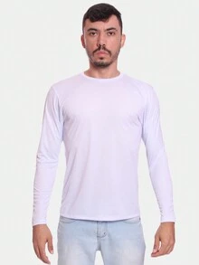 Men's Long Sleeve Second Skin Gym Plain T-Shirt - 白色 - 查看 1