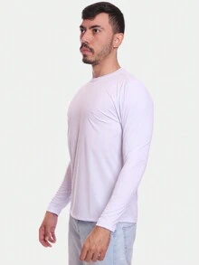 Men's Long Sleeve Second Skin Gym Plain T-Shirt - 白色 - 查看 3